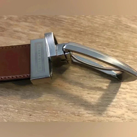 Perry Ellis Men’s Black Brown Reversible Belt Silver Tone Buckle Size 38 NWT - Picture 8 of 15